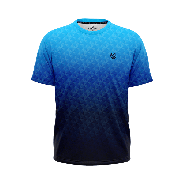 Odyssey Activewear Triangulation Cobalt T-shirt with a blue triangle pattern