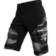 Load image into Gallery viewer, Odyssey Activewear Shield Shorts with dark camo print panels and embroidered logo on the leg
