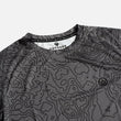 Load image into Gallery viewer, Detail shot of the Odyssey Activewear Contour Slate jersey showing the breathable, quick-drying fabric and grey topographic map pattern