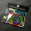 Load and play video in Gallery viewer, Close up shots of all 8 stickers in the Odyssey Activewear Sticker Pack