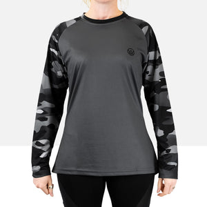 Women’s Dark Camo Long Sleeve MTB Jersey (Sleeves Only Design)