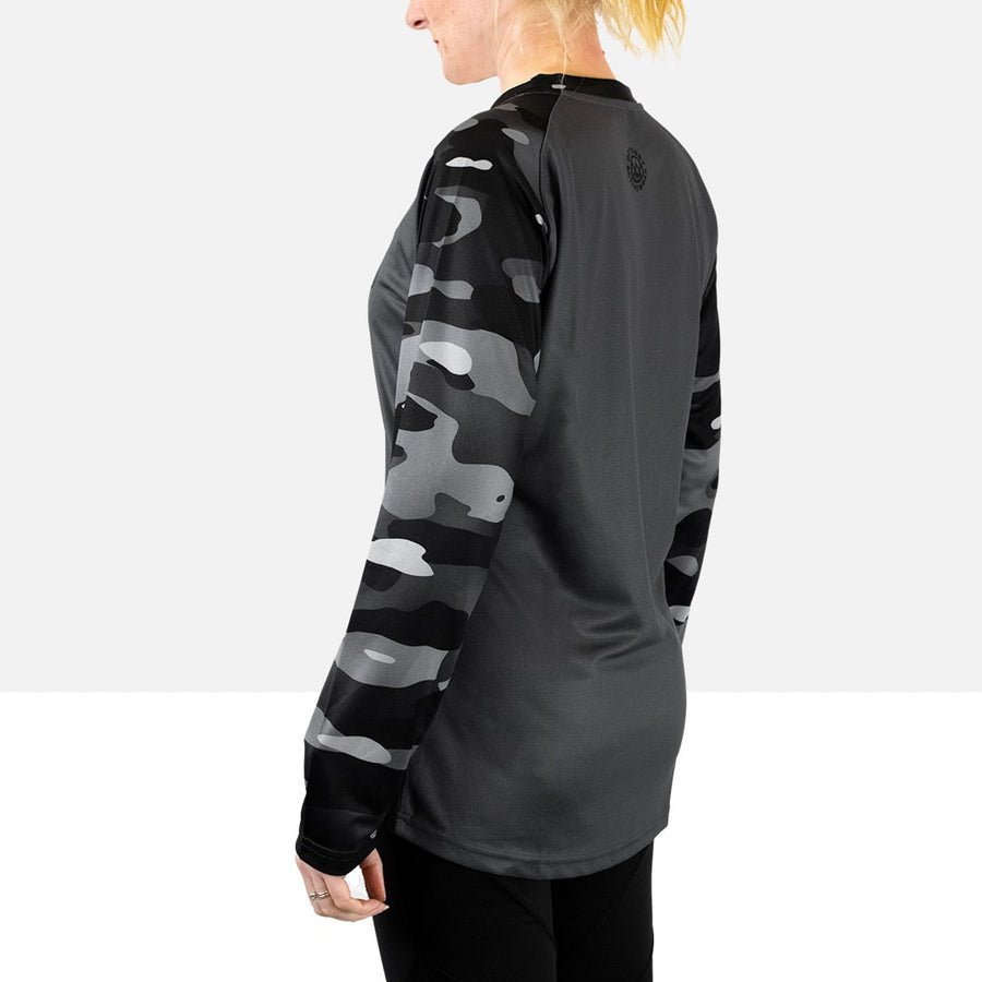 Women’s Dark Camo Long Sleeve Jersey (Sleeves Only Design)