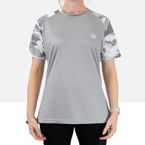 Women’s Arctic Camo Short Sleeve Technical T-Shirt (Sleeves Only Design)