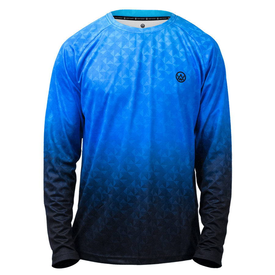 Odyssey Activewear Triangulation Cobalt jersey with a blue triangle pattern