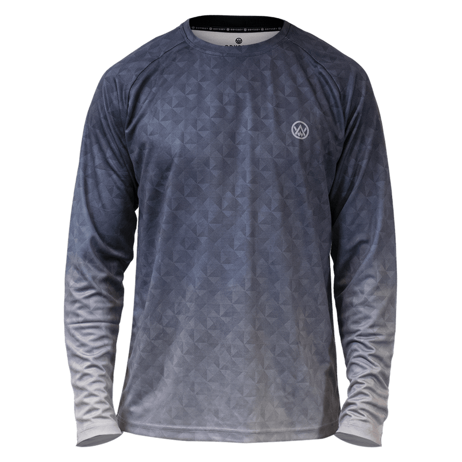 Odyssey Activewear Triangulation Steel jersey with a blue and grey triangle pattern