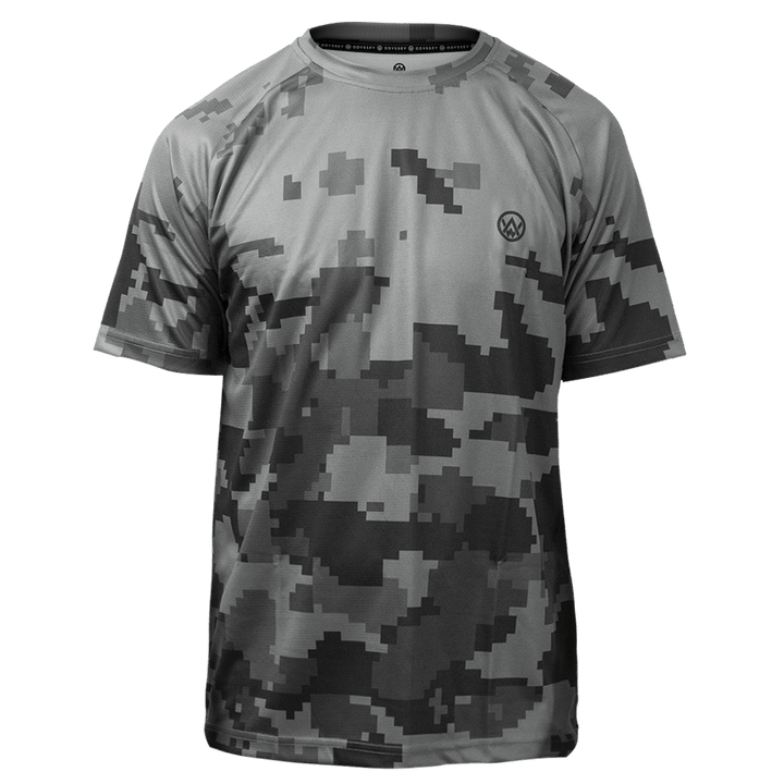 Odyssey Activewear Urban Digital Camo T-Shirt with a grey pixel colour scheme