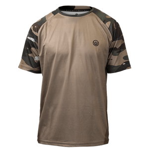 Odyssey Activewear Woodland Camo T-shirt with a green and brown camouflage colour scheme