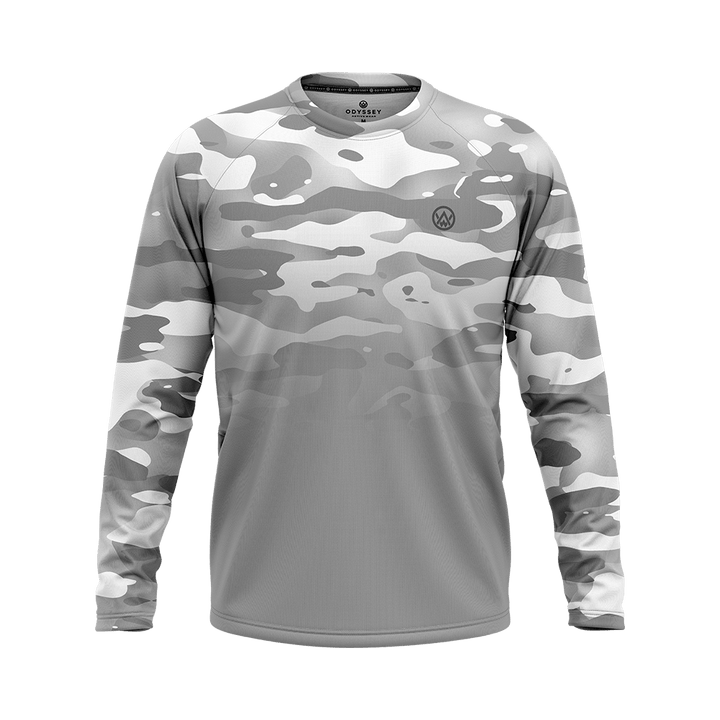 Odyssey Activewear Arctic Camo jersey with a grey and white camouflage colour scheme