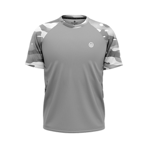 Odyssey Activewear Arctic Camo T-shirt with a grey and white camouflage colour scheme