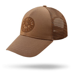 Odyssey Activewear “Origins” Trucker Cap in the Brown colour scheme