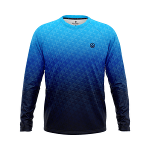 Odyssey Activewear Triangulation Cobalt jersey with a blue triangle pattern
