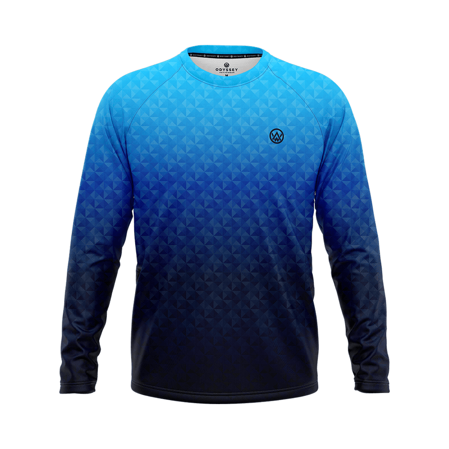 Odyssey Activewear Triangulation Cobalt jersey with a blue triangle pattern