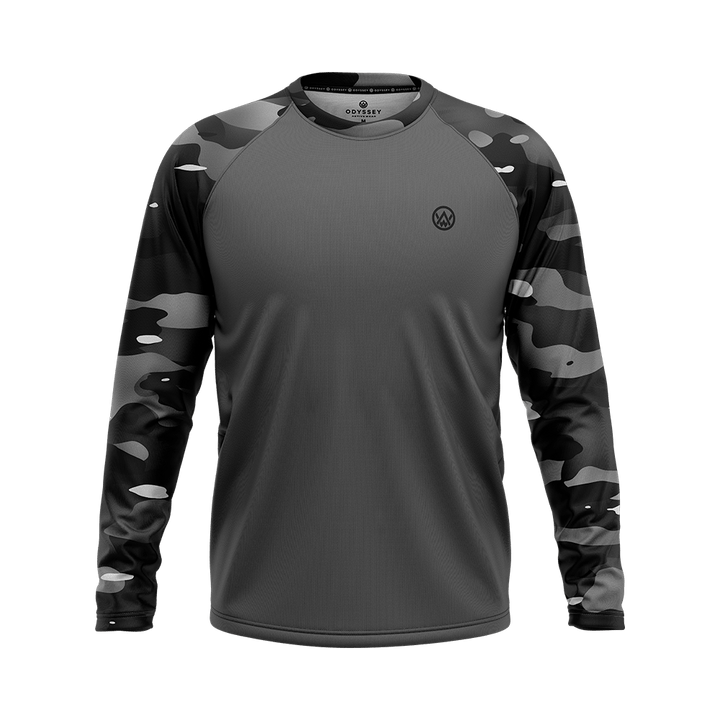 Odyssey Activewear Dark Camo jersey with a black and grey camouflage colour scheme
