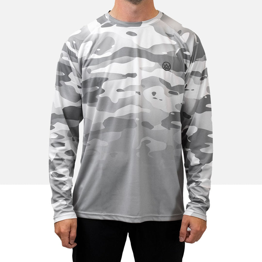 Front view of the Odyssey Activewear Arctic Camo jersey