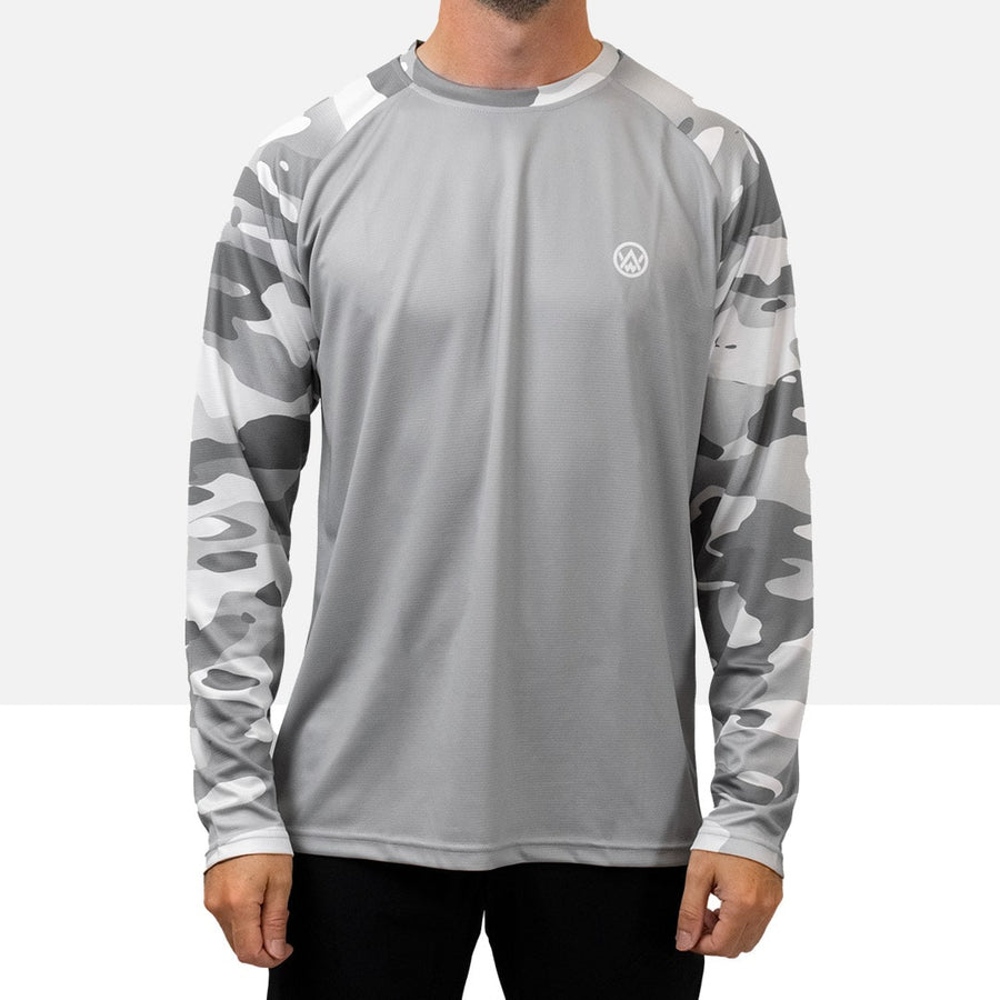 Front view of the Odyssey Activewear Arctic Camo jersey