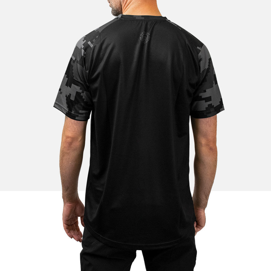 Stealth Digital Camo Short Sleeve Technical T-Shirt (Sleeves Only Design)