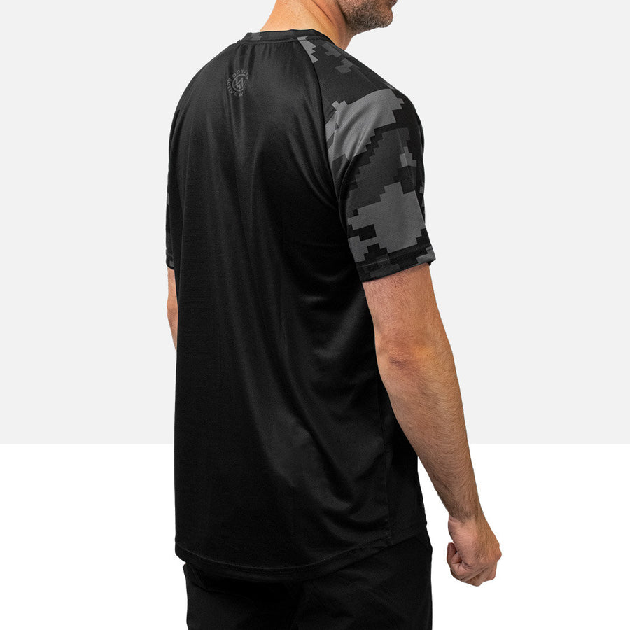 Stealth Digital Camo Short Sleeve Technical T-Shirt (Sleeves Only Design)