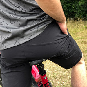 Odyssey Activewear Shield Shorts worn while mountain biking