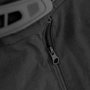 Detail shot of the YKK zippers on the Odyssey Activewear Shield Shorts