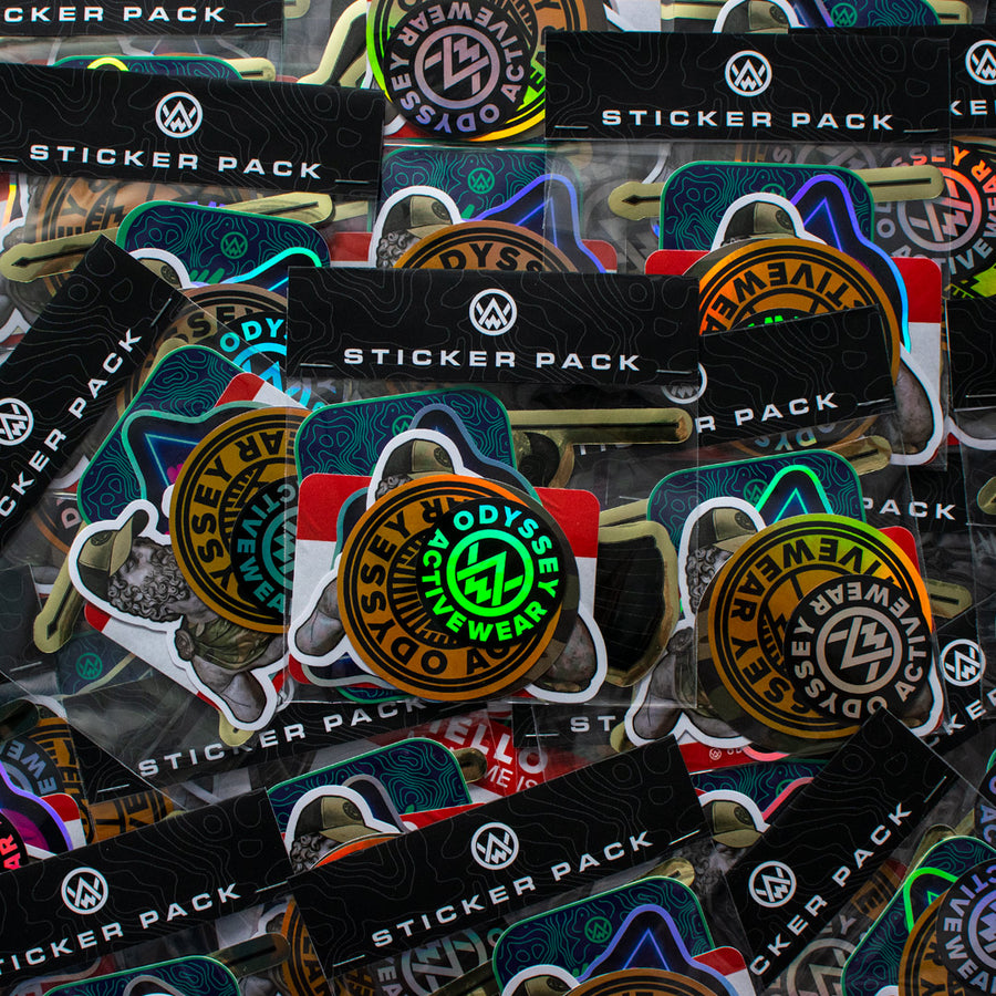 A collection of Odyssey Activewear sticker packs